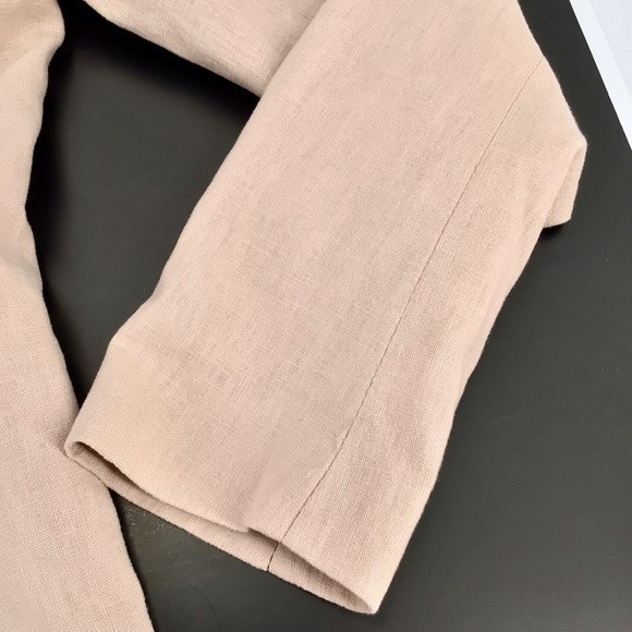 Dalia Linen Light Pink Shoulder Pad Faux Pockets Blazer Size Medium - Picture 11 of 13